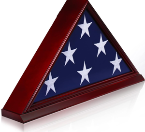 lot 62 image: ANLEY Solid Wood Memorial Flag Display Case with Base - Real Glass Front