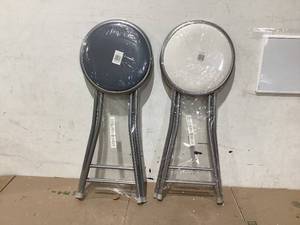 lot 530 image: LOT OF 2 Grey and White Stools