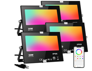 lot 293 image: LOT OF 4 LED Flood Lights RGB Color Changing