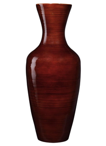 lot 441 image: Villacera Handcrafted Tall Brown Bamboo Vase. 7x18