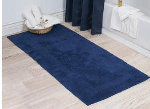lot 450 image: Lavish Home Navy Blue Cotton Bath Mat. 60x24