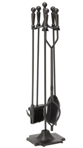 lot 493 image: UniFlame 5-Piece Fireplace Tools Set with Ball Handles.