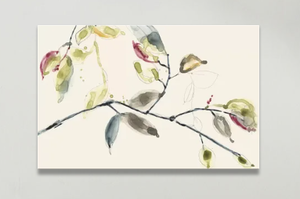 lot 512 image: Trademark Fine Art Leaf Branch Triptych by Jennifer Goldberger. 47x35