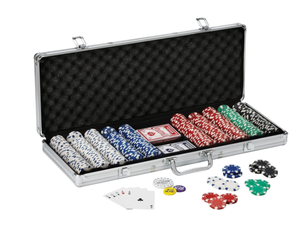 lot 517 image: Gambit Goods Deluxe 500-Piece Poker Chip Set with Aluminum Case, Cards, Dice, and Dealer Button