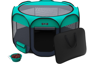 lot 583 image: Ruff N Ruffus Green Portable Foldable Pet Playpen  Carrying Case. 48x48x24