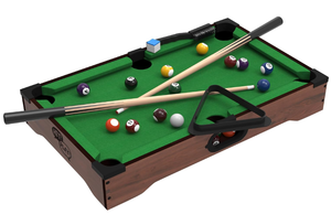lot 586 image: Hey Play Mini Tabletop Pool Set- Billiards Game
