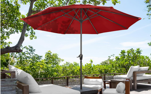 lot 589 image: Pure Garden Red 9-Foot Outdoor Patio Umbrella
