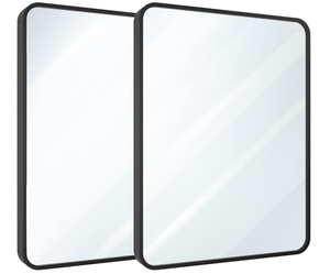 lot 79 image: LOT OF 2 USHOWER Black Bathroom Mirrors