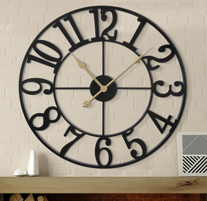 lot 83 image: LEIKE Extra Large Wall Clock - Decorative Oversized Farmhouse Arabic Numerals Battery Operated