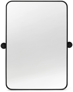 lot 98 image: Minuover Pivot Rectangle Bathroom Mirror Tilting Beveled Black Metal Framed Vanity Mirrors for Wall