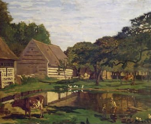 lot 559 image: A Farmyard in Normandy 1863 by Claude Monet