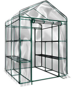 lot 560 image: Greenhouse - Walk in Greenhouse with 8 Sturdy Shelves and PVC Cover for Indoor or Outdoor Use