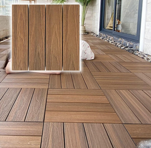 lot 561 image: LOT OF 6 EkiDaz LXXW Composite Decking Tiles Patio Balcony Roof Terrace Wood-Plastic Composite