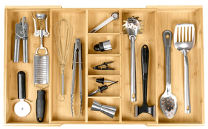 lot 575 image: KitchenEdge Adjustable Kitchen Drawer Organizer for Utensils and Junk