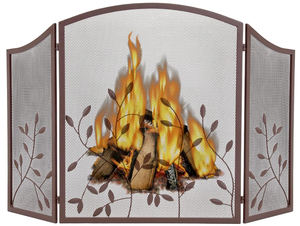 lot 577 image: WICHEMI Fireplace Screen 3 Panel Folding Fireplace Screens Metal Furnace Fireguards