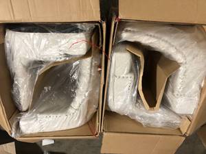 Lot of 2 StyleWell Bakerford Biscuit Beige Upholstered Counter Stool with Tufted Back (Set of 2)  Customer Returns See Pictures