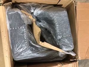 StyleWell Bakerford Charcoal Gray Upholstered Counter Stool with Tufted Back (Set of 2)   Customer Returns See Pictures
