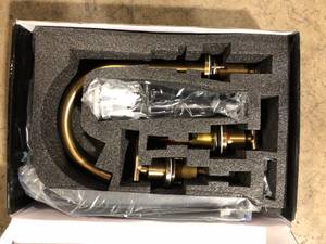 BWE 8 in. Widespread Double Handle High-Arc Bathroom Faucet Water-Saving With Drain Kit In Brushed Gold Customer Returns See Pictures
