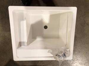 MUSTEE Vector 22 in. x 25 in. Fiberglass Self-Rimming MultiTask Sink in White Customer Returns See Pictures