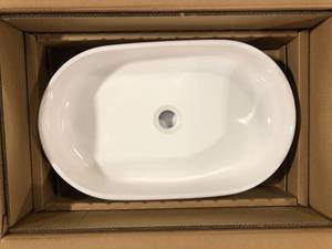 Glacier Bay 22 in. Ceramic Oval Vessel Bathroom Sink in White Customer Returns See Pictures