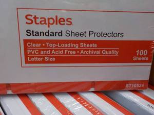lot 7 image: Case of 1200 Staples Standard Clear Top Loading Sheet Protectors