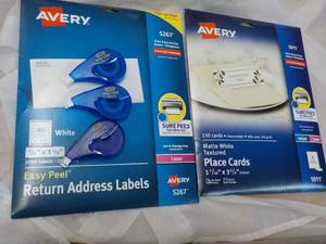 lot 59 image: Avery Place Cards, Return Address Labels and Wite -Out