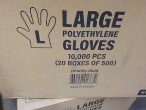 lot 351 image: 10000 Size Large Polyethylene Gloves