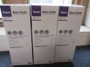lot 120 image: Super Sani-cloth Extra Large Wipes- 150 wipes