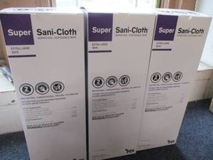 lot 124 image: Super Sani-cloth Extra Large Wipes- 150 wipes