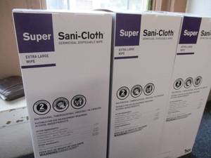 lot 127 image: Super Sani-cloth Extra Large Wipes- 150 wipes