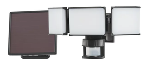 Hyper Tough Solar Three Head LED Motion Sensing Security Flood Light, Outdoor, Black, 2000 Lumen
