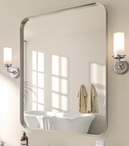 TOOLKISS 28 in. W x 36 in. H Rectangular Aluminum Framed Wall Bathroom Vanity Mirror in Silver