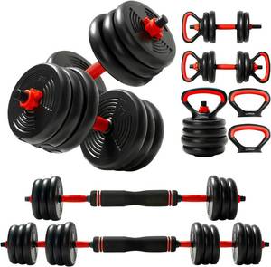 4-IN-1 Adjustable Dumbbells Set, Work As DumbbellBarbellKettlebellPush up Stand, 50 LB Set