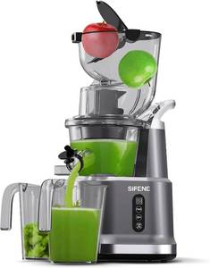 SiFENE Cold Press Juicer  Juice Extractor Maker For Full-Bodied Fruit & Veg Juice, High Yield, BPA-Free, Gray