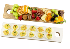 2 Pack AuldHome  Charcuterie Board Farmhouse Enamelware Wood Appetizer Serving Tray