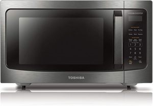 TOSHIBA ML-EM45PIT(BS) Countertop Microwave Oven with Inverter  1.6 Cu.ft, 13.6 Removable Turntable Need Glue 33lb.&1250W, Black Stainless Steel