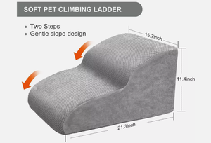 Dog Stairs for Small Dogs, 2 Tiers High Density Foam Dog Ramp, Extra Wide Non-Slip