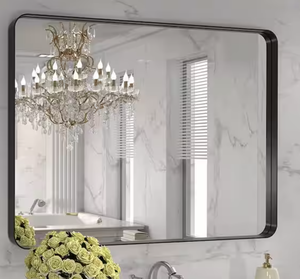 TOOLKISS 40 in. W x 32 in. H Rectangular Aluminum Framed Wall Bathroom Vanity Mirror in Black