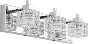 TRLIFE Bathroom Vanity Light Fixtures, Modern Bathroom Lights Over Mirror 3 Lights Vanity Light 19inches Crystal Vanity Light Fixture