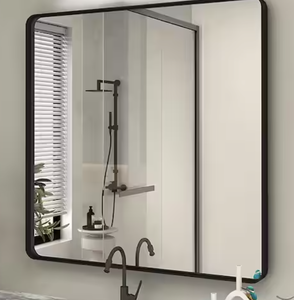 36 in. W x 36 in. H Rectangular Aluminum Framed Wall Bathroom Vanity Mirror in Black
