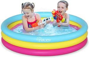Inflatable Kiddie Pool, Evajoy 58 x 13 Ground Swimming Pool for Kids,