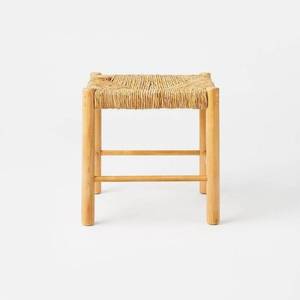 Moro Canyon Woven Ottoman with Wood Legs Natural