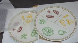 Cornucopia Ceramic Portion Control Plates, 2pc Set Microwave-Safe