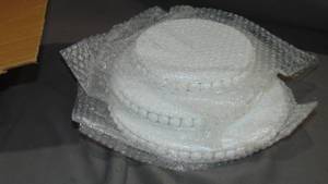 AuldHome Design Farmhouse Beaded Pedestal Tiered Stands 3pc Set Rustic Wood Beaded Tray Stack