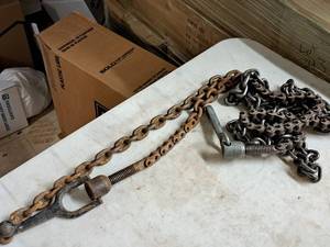 lot 226 image: Lot of (2) Pipe Tie-Down Chains - 115 and 46 Long