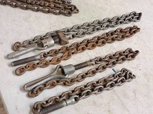 lot 228 image: Lot of (4) Pipe Tie-Down Chains - 42, 38, 32 and 26 Long