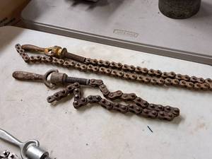 lot 231 image: Lot of (2) Pipe Tie-Down Chains - 44 and 32 Long