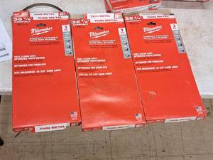 lot 632 image: Milwaukee Thin Metal Compact Portable Band Saw Blades 18 TPI 3-packs - (2) 35-38 and (1) 32-78