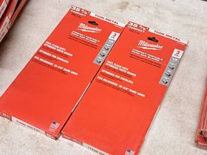 lot 639 image: Lot of (2) Milwaukee 35-38 Thin Metal Compact Portable Band Saw Blades 18 TPI 3-pack