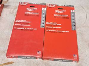 lot 645 image: Lot of (2) Milwaukee 35-38 Thick Metal Compact Portable Band Saw Blades 14 TPI 3-pack